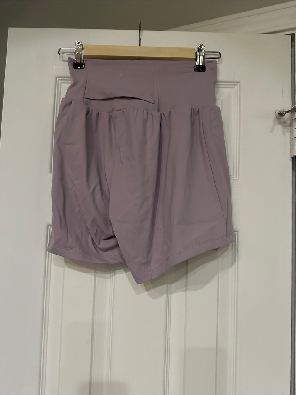 High-Waist Lavender Shorts with Flowy Overlay